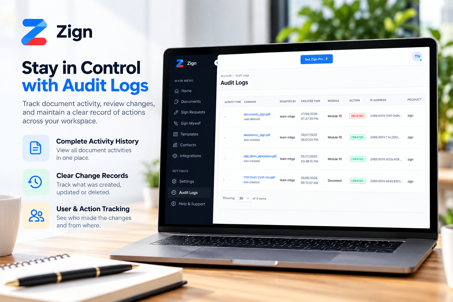 Stay in Control with Zign Audit Logs